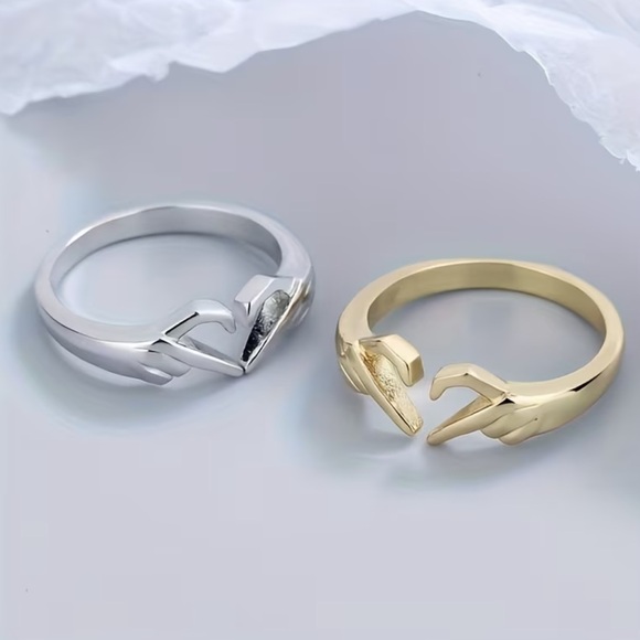 Elegant Gold LOVE Adjustable Rings. Heart Adjustable Ring. - Picture 2 of 5